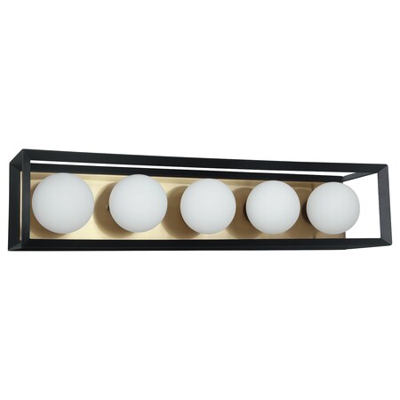 Dainolite 5Lt Halogen Vanity Black & Aged Brass V166-5W-BK-AGB